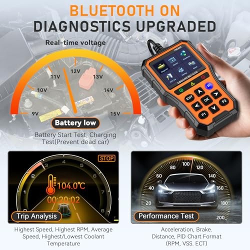 OBD2 Scanner Bluetooth Diagnostic Tool - iOS/Android Compatible - Real-Time