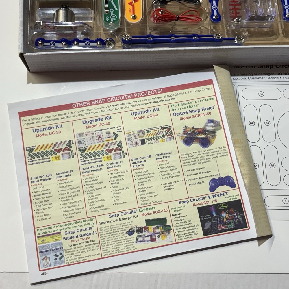 ELENCO SC-100 Electronic Snap Circuits Jr. Build Over 100 Projects COMPLETE