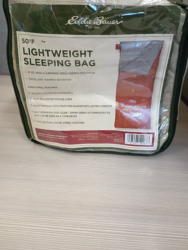 Eddie Bauer Lightweight Sleeping Bag New with Tags