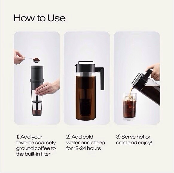 Takeya Tritan Cold Brew Pitcher Black 2 Quart