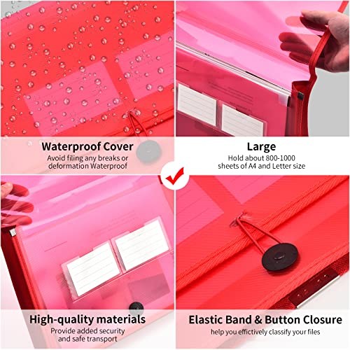 Expanding File Folder Document Organizer with Elastic Cord & Button Colorful