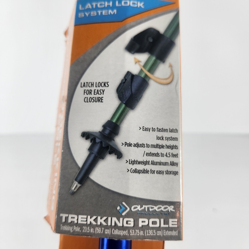 Single Trekking Pole Blue 4.5' Adjustable Collapsible Hiking Walking Stick