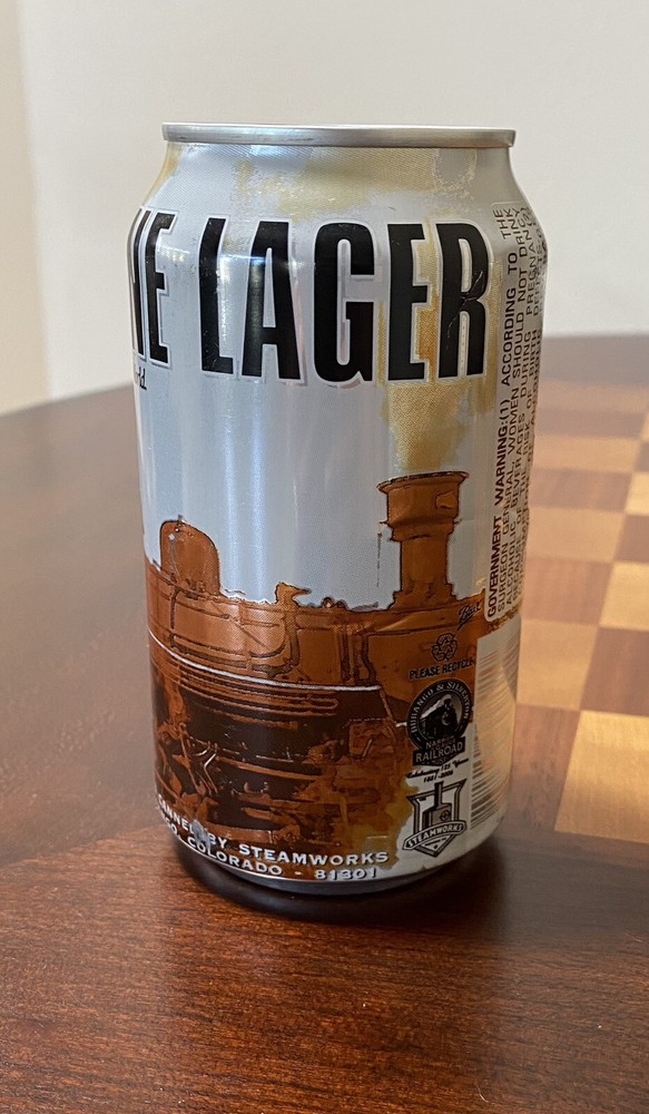 Steam Engine Lager Steamworks Brewing Durango CO Empty Beer Can Bottom Opened 