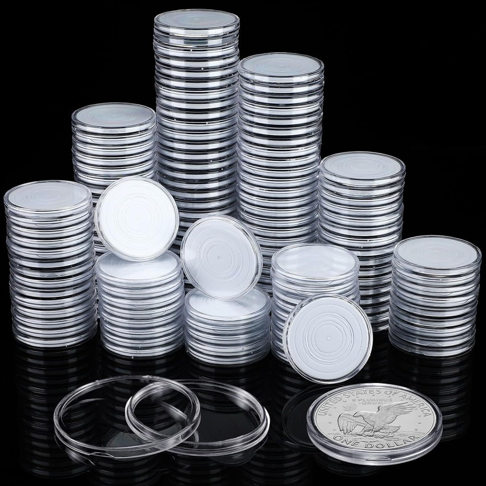 100PC 46mm Coin Storage Box Round Clear Plastic Case Capsules Container Holder