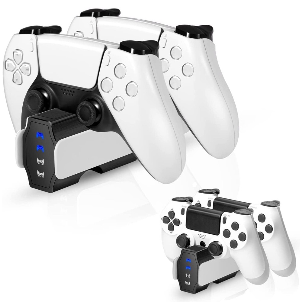 2 in 1 Controller Charger for 2 PS5 controller  & 2 PS4 controller  Fast charger
