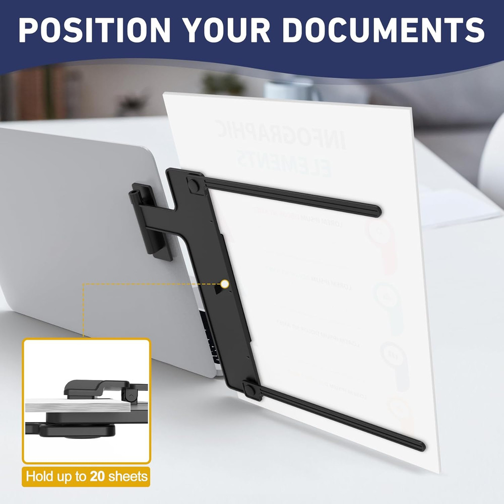Monitor Mount Document Clip, Document Holder for Typing Clips to Laptops & Monit