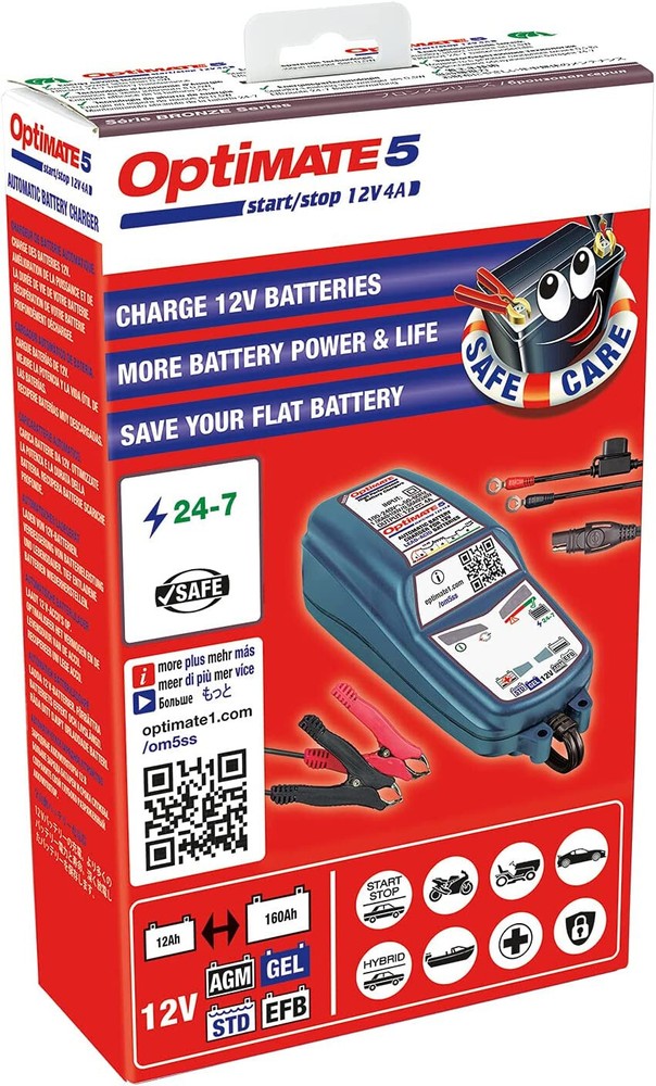 Optimate 5 Start/Stop 12v 4A TM220 Motorcycle Optimiser Charger