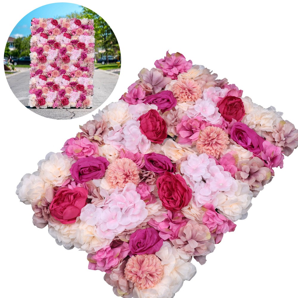 6PCS Artificial Silk Flower Wall Panel Floral Backdrop Party Wedding Decoration