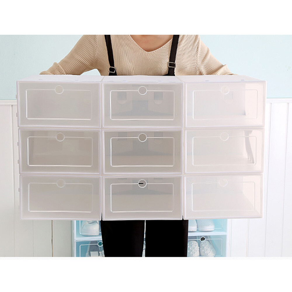 20/24Pcs Foldable Plastic Transparent Shoe Box Storage Clear Stackable Organizer