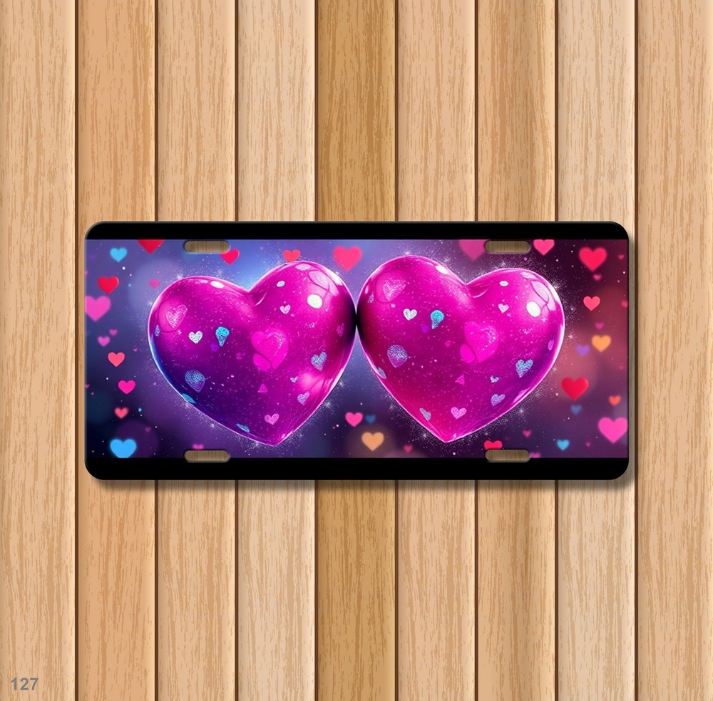Bold Hearts License Plate Personalized Car Tag Gift Idea