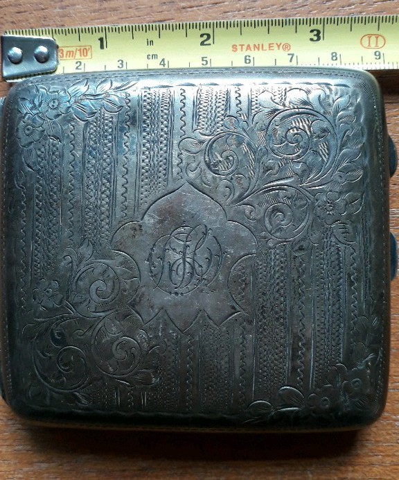 Antique 1936 London JC Ltd 110gram Solid Silver Engraved Cigarette Case S2