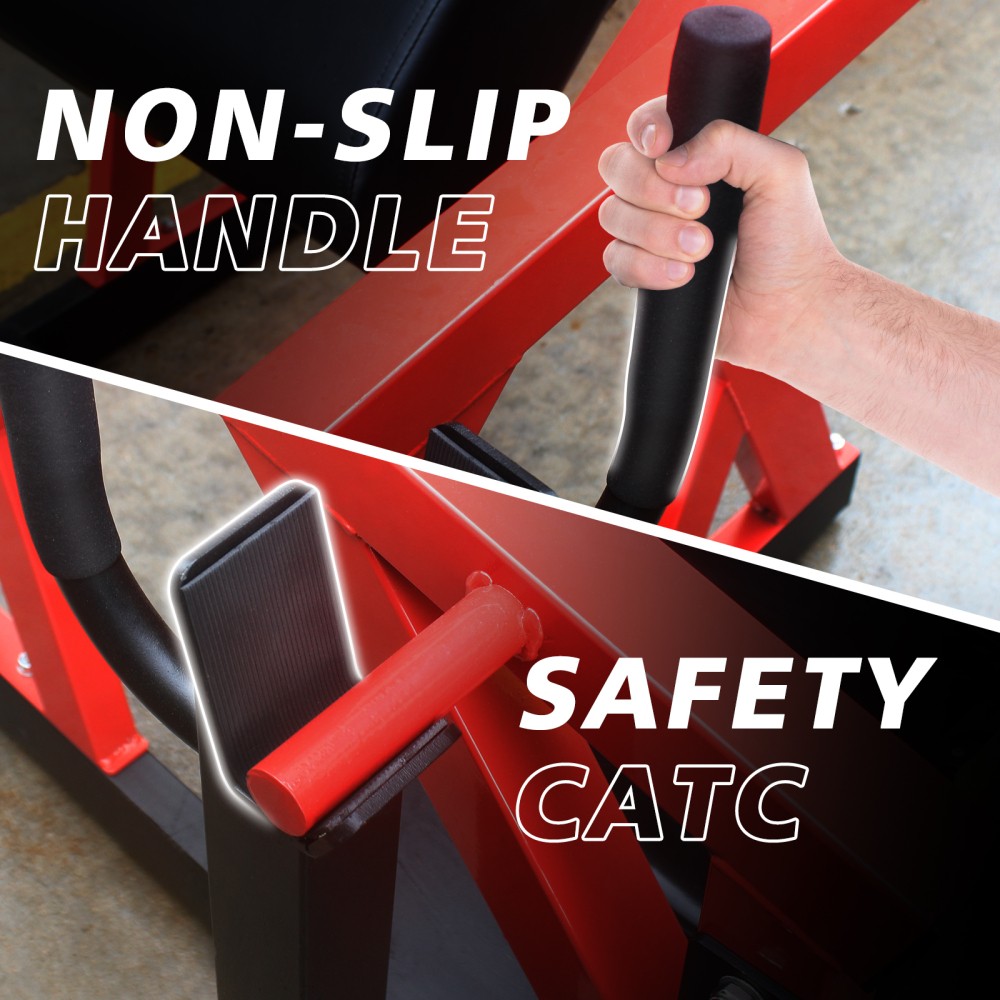 Hip Thrust Machine for Glutes, Adjustable Butt Workout w/ Weight Holder, Red