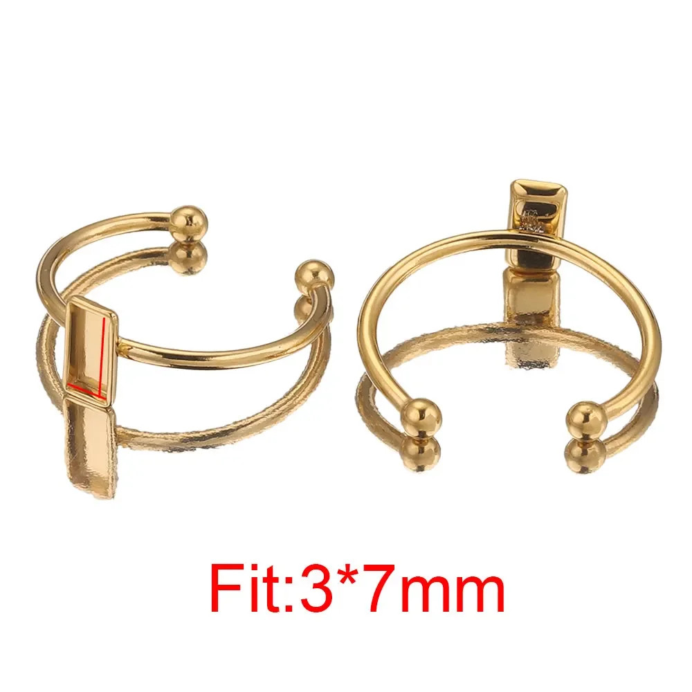 Adjustable Ring Setting Blanks 10pcs Stainless Steel Cabochon Base for DIY