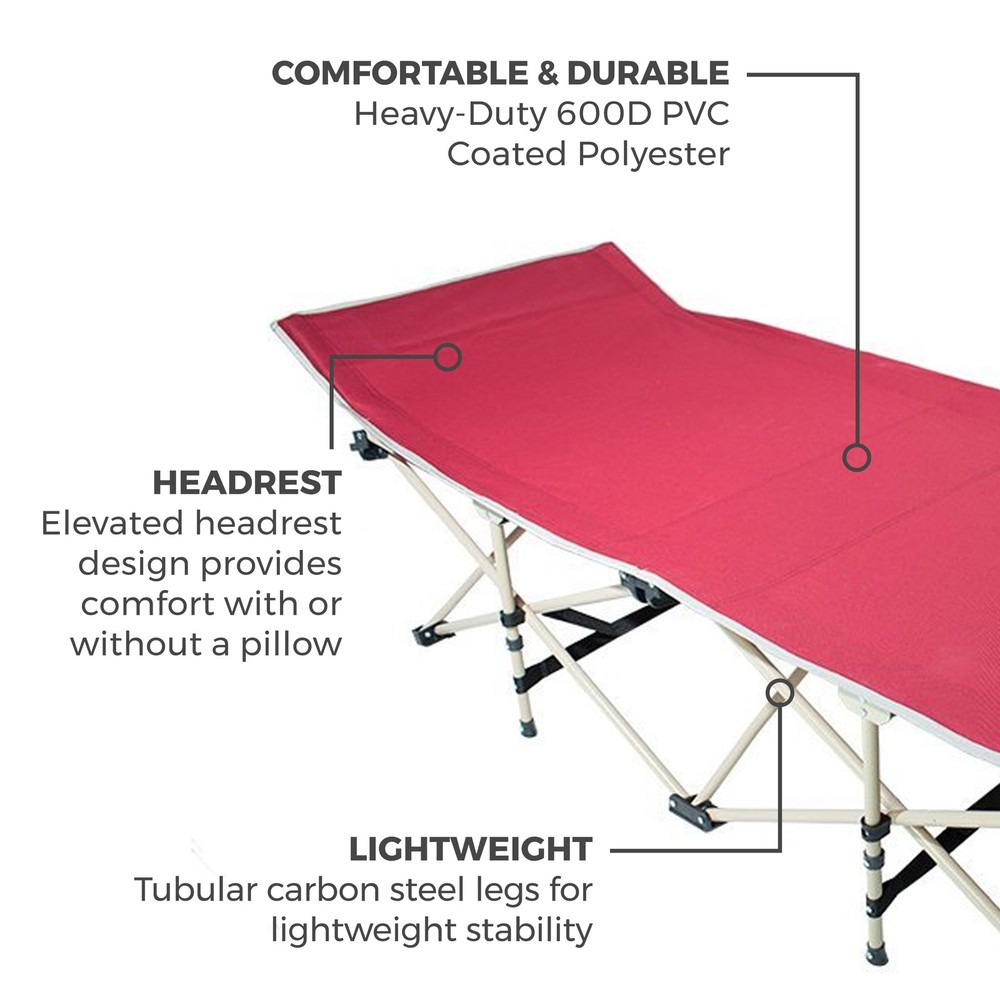 Osage River Folding Camping Cot with Carry Bag, Red
