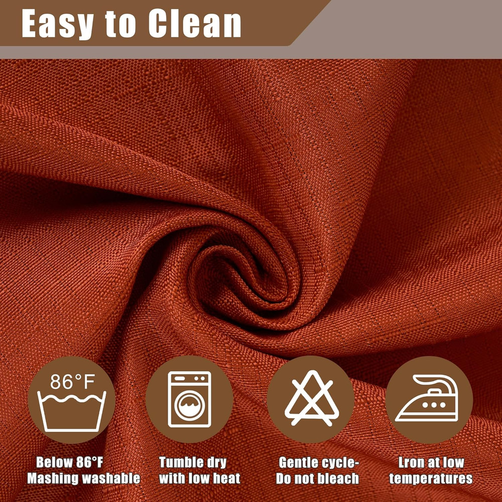 Faux Linen 2-Pack Fall Tablecloths, Wrinkle-Resistant, Rust, 60x84 Inch