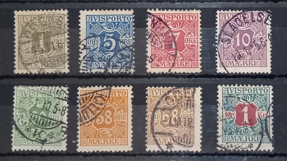 DENMARK 1907 NEWSPAPER STAMPS USED MIXED ISSUES