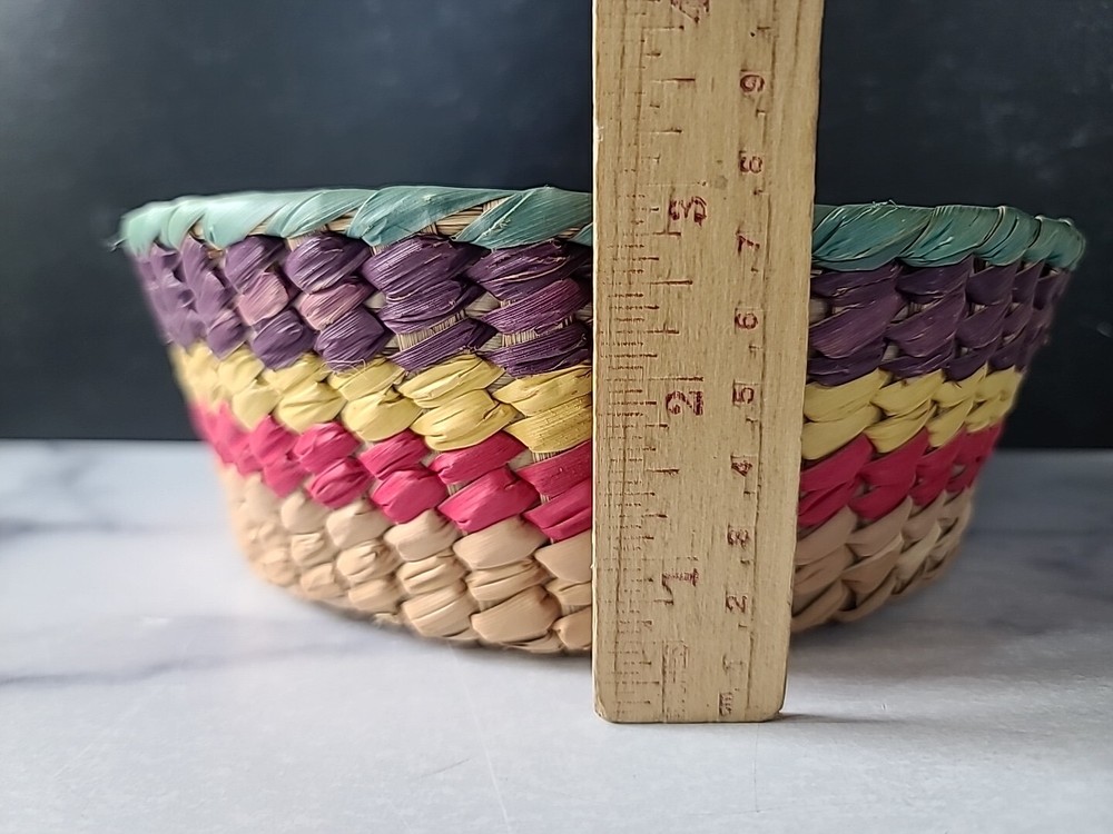 Vintage Striped Woven Basket