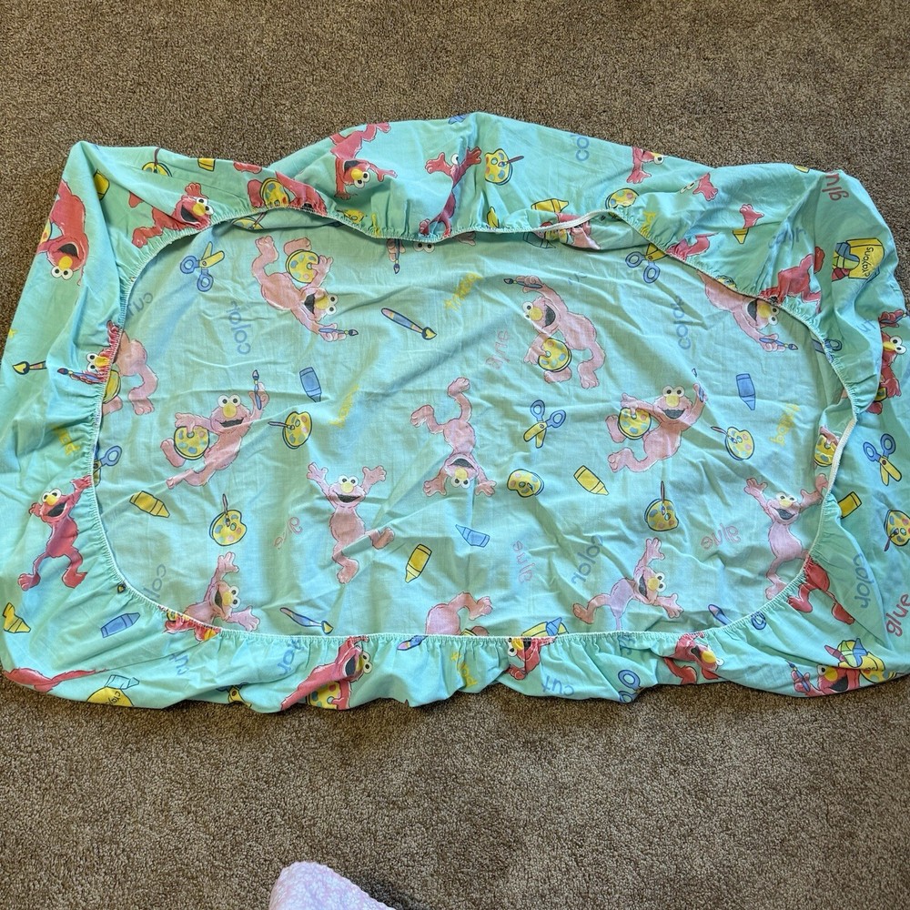 Vintage Elmo Crib Sheet Green