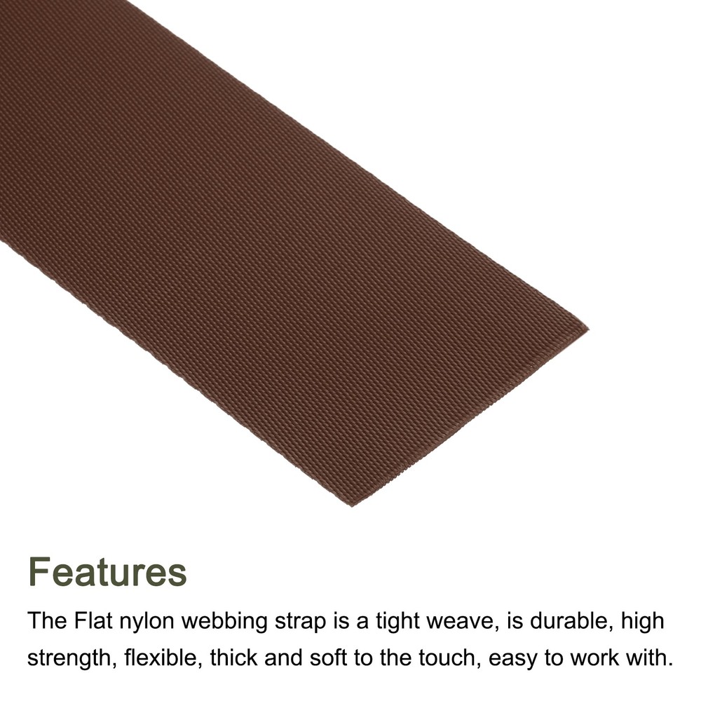 Flat Nylon Webbing Strap 2 Inch 25 Yards Brown for Backpack