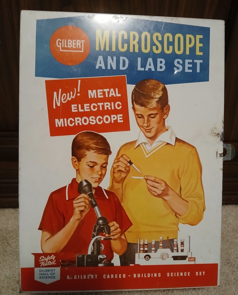 Vintage GILBERT MICROSCOPE AND LAB SET:  1960 Incomplete, Box & Microscope only