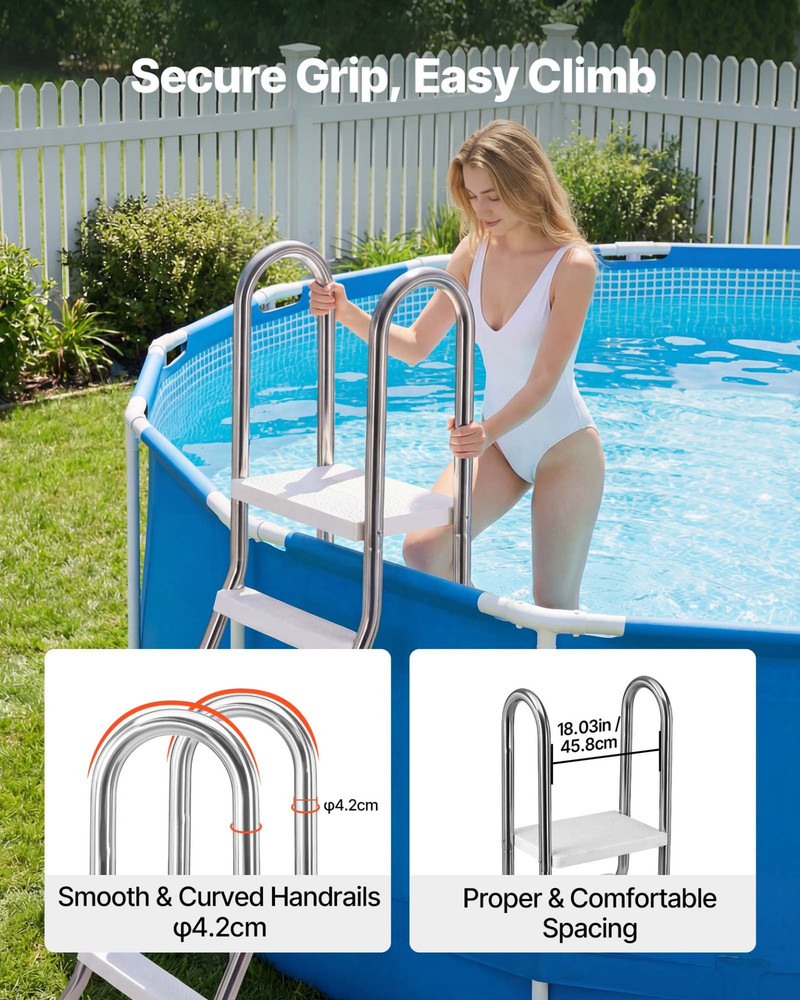Above Ground Pool Ladder, Silver