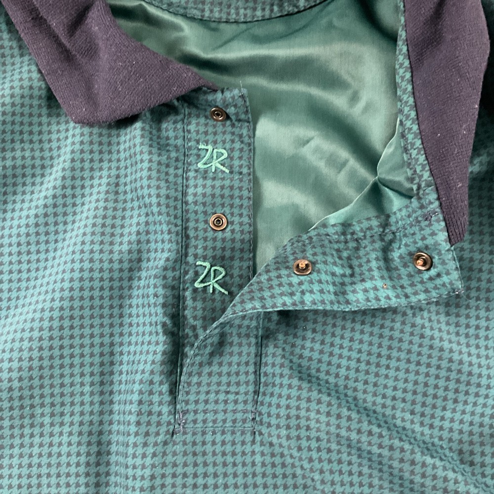 Zero Restriction Jacket Mens XL Green Houndstooth Windbreaker Golf Pullover