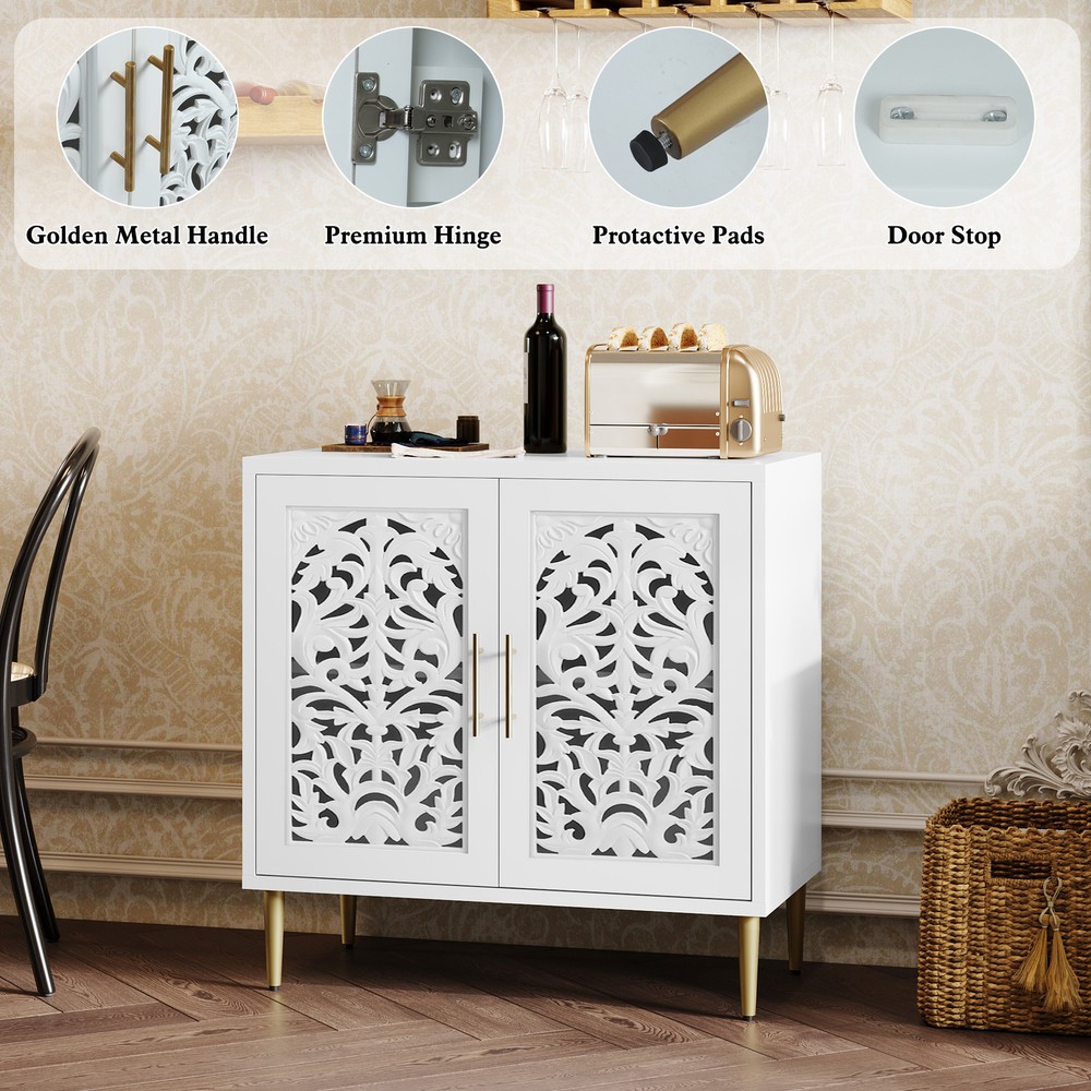 Accent Storage Cabinet with Doors Buffet Sideboard Entryway Vintage Cabinet US