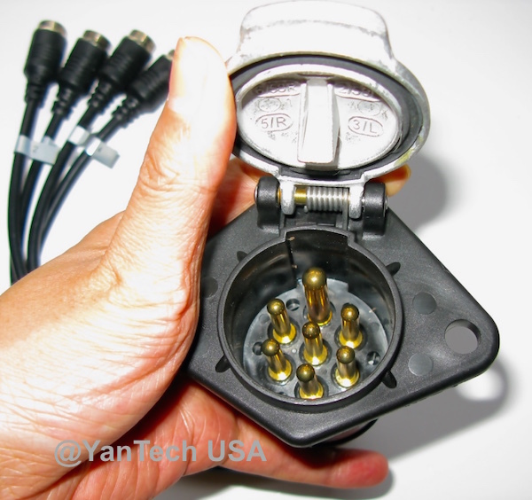 Rear View Trailer Cable Set Backup System Weatherproof 7 Contact Plug - 4 Camera