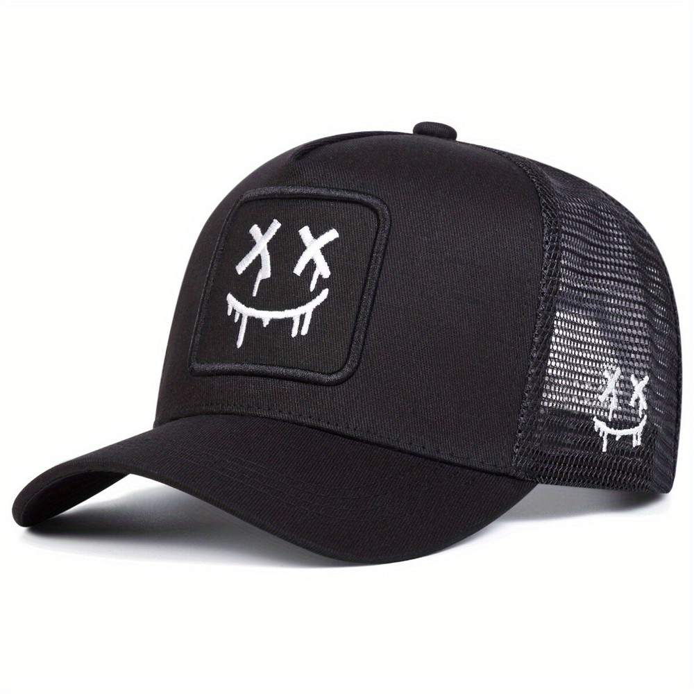 Unisex Cartoon Ghost Face Embroidered Baseball Cap Adjustable Mesh Hat