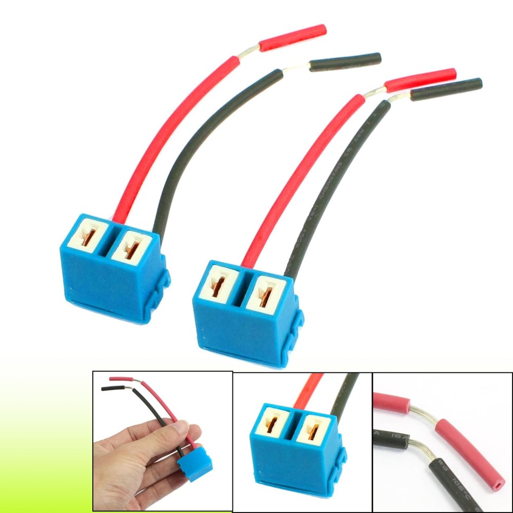2Pcs DC12V Angled Socket H7 Ceramic Extention Headlight Connector Wiring Harness