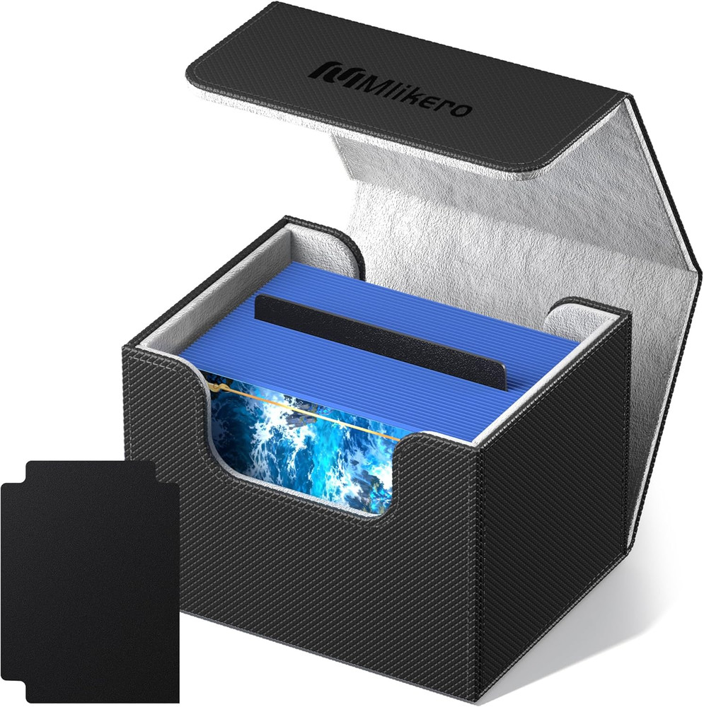 Card Deck Box, Commander Deck Box Holds 100+ Double-Sleeved Cards with 4 Divider