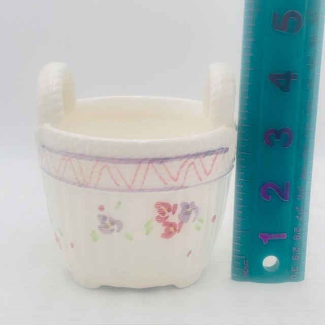 NLT Ceramic Hand Painted Basket Planter - Approx 4" X 3"
