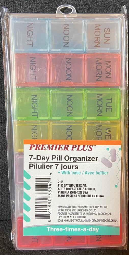 7 Day Pill Organizer Box Three-times-a-day