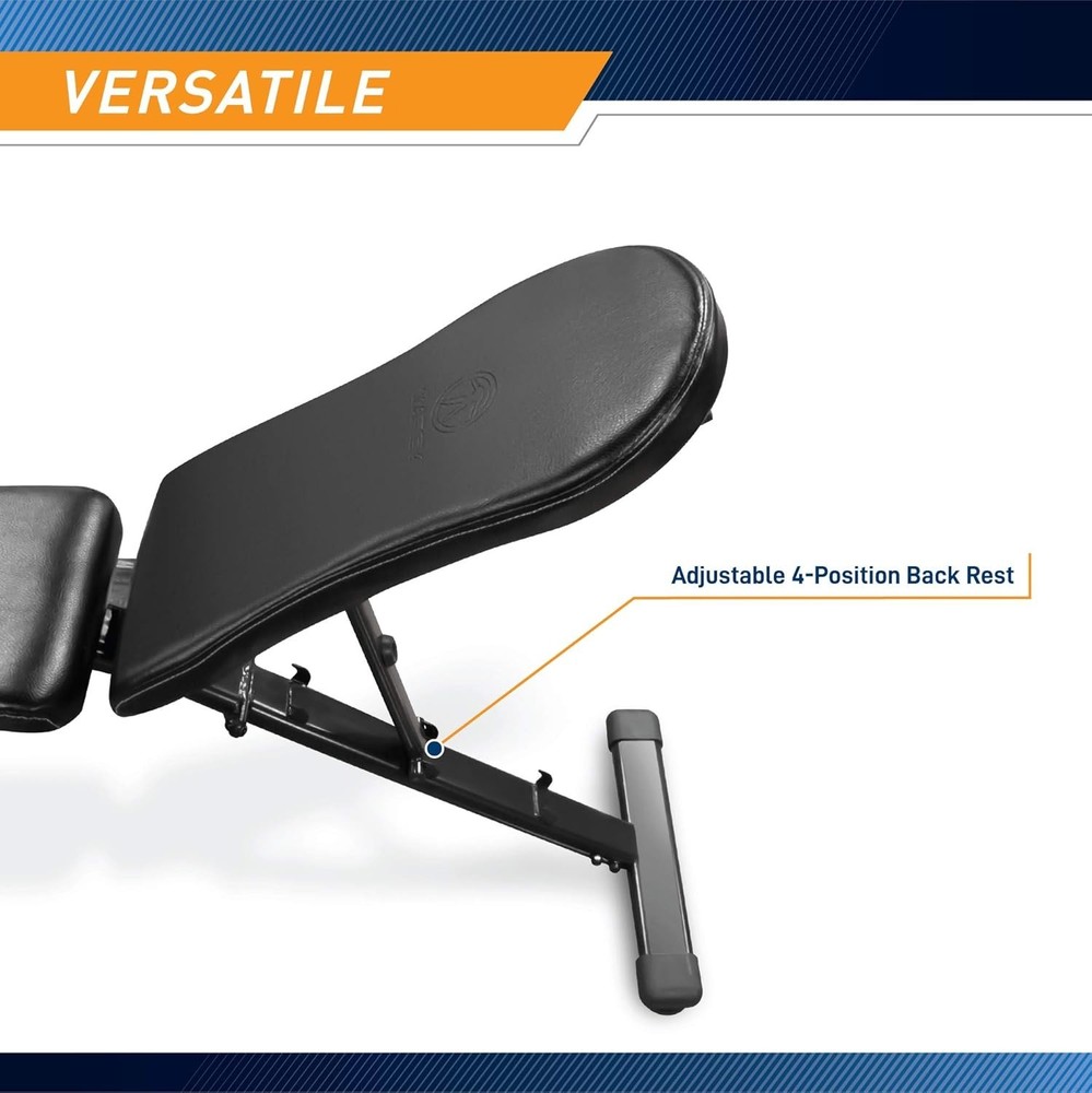 All-in-One Adjustable Workout Bench - Incline, Decline, Flat Exercises - Black