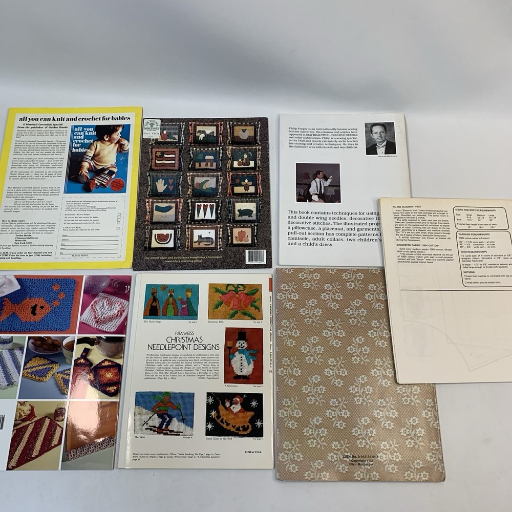 Lot Of 7 Mixed Techniques Pattern Booklets Leaflets Needle Primitive Peppering
