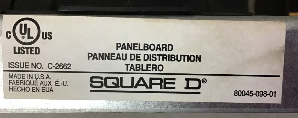 Square D Panel Board 80045-098-01 C-2662 (r48)