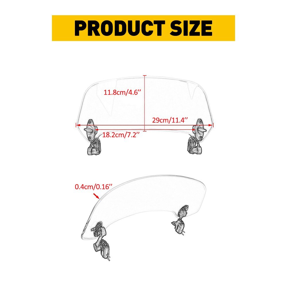 For Motorcycle Adjustable Clip On Windshield Extension Spoiler Deflector