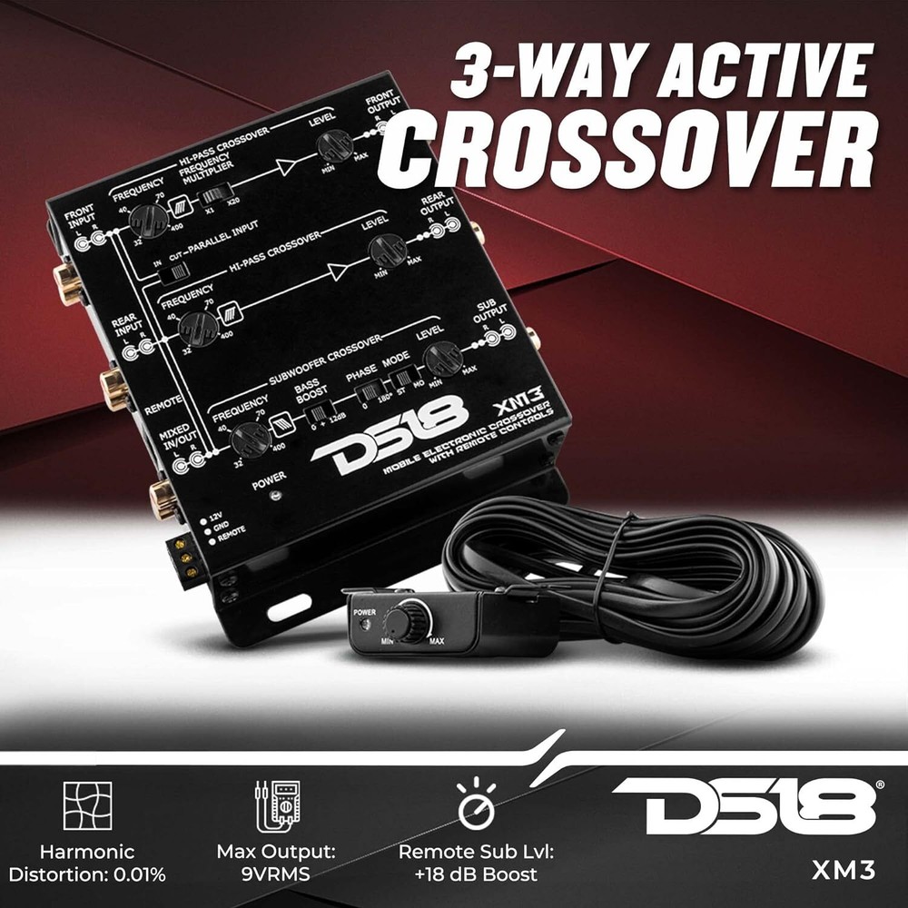 DS18 DS-XM3 Two-to-Three Way Electronic Crossover with Remote Control