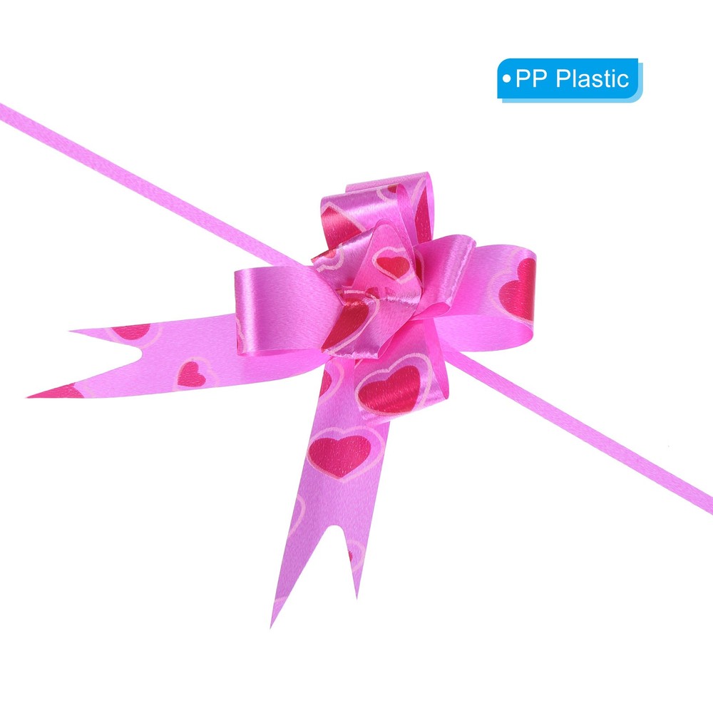 100Pcs 3.3inch Pull Bows Ribbon Gift Wrapping Pull Bow Heart Pattern Rose Red