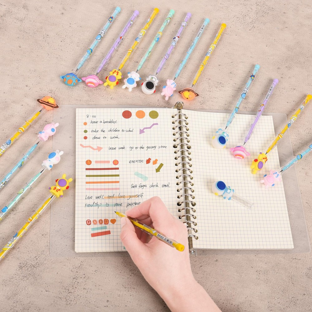 48 Pieces Cute Stackable Pencils Space Study Supplies Translucent Multi Point