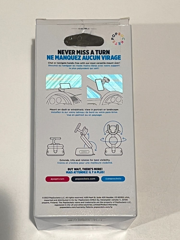 PopSockets PopMount 2 Desk/Car Dash & Windshield Mount - Black OPEN BOX