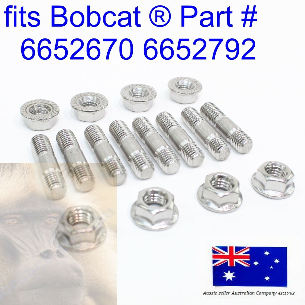 Head Exhaust Manifold Studs Nuts fits Bobcat E32 E34 E35 E37 E42 E45 E50 E55