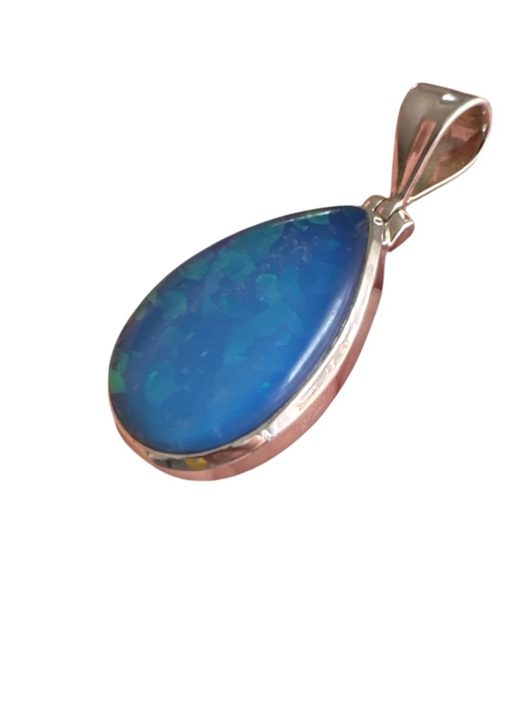 Lab Opal Solid 925 Sterling Silver Pendant