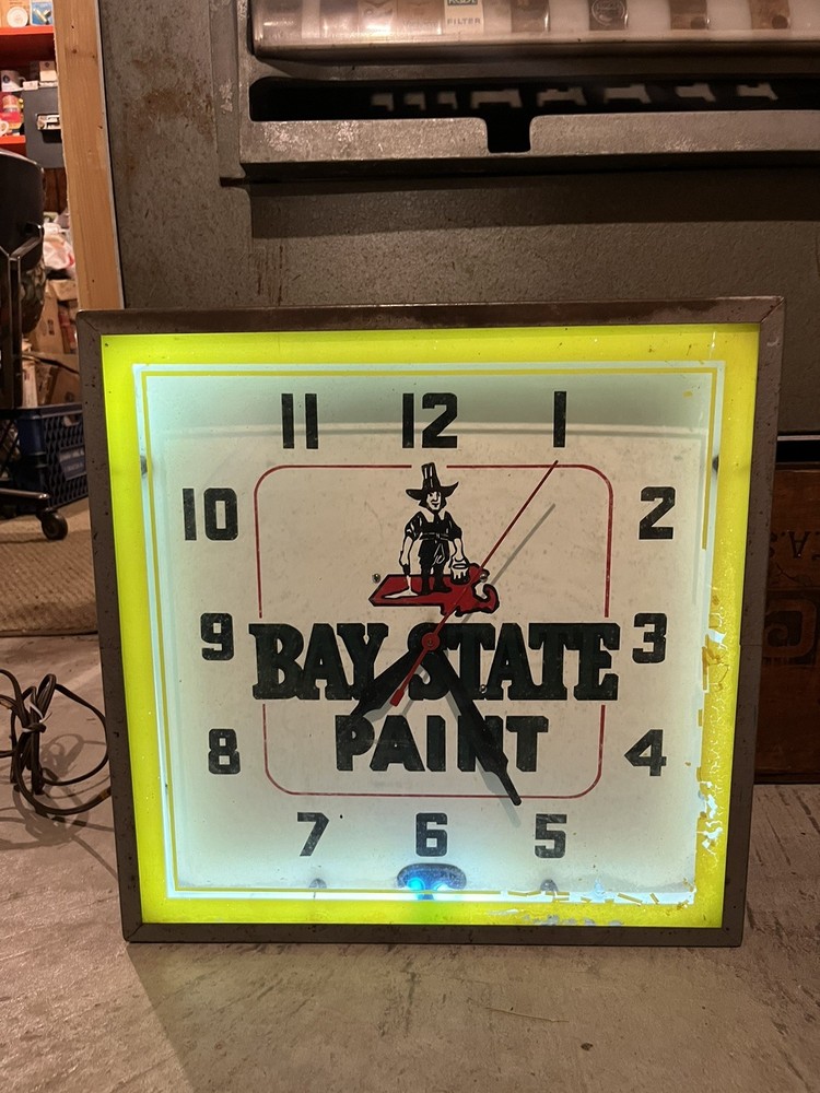 Vintage Bay State Paint Neon Clock