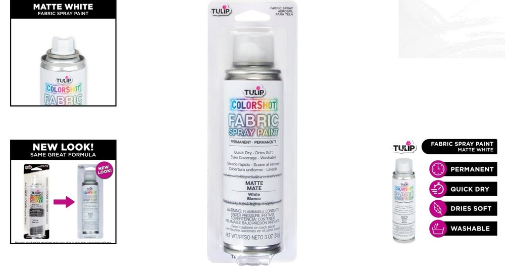 ColorShot 3oz Fabric Spray Paint - White, Fast-Drying & Permanent
