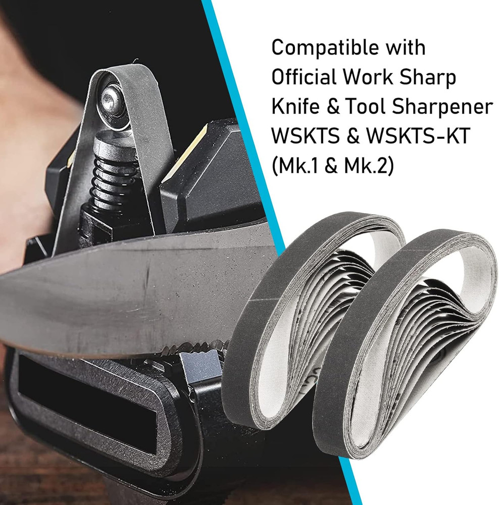 1/2" X 12" Knife Sharpener Replacement Belts Kit, 400 Medium Grit Sanding Belts