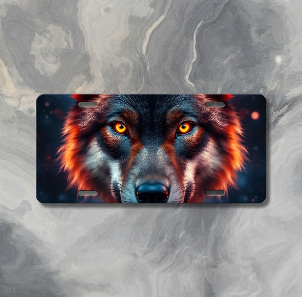Realistic Wolf License Plate Customizable Front Plate Anniversary Gift