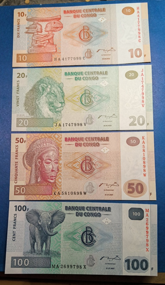 Congo 10 50 20 10 Centime UNC 2003 and 2007