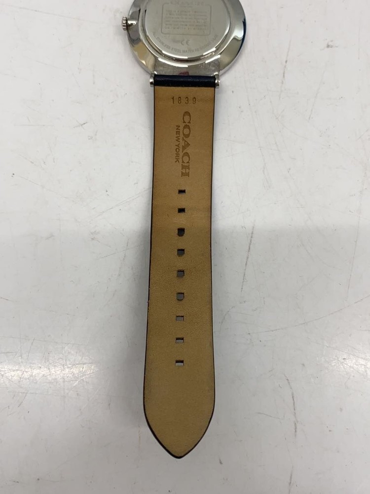COACH Quartz Watch Analog Leather BLK NVY