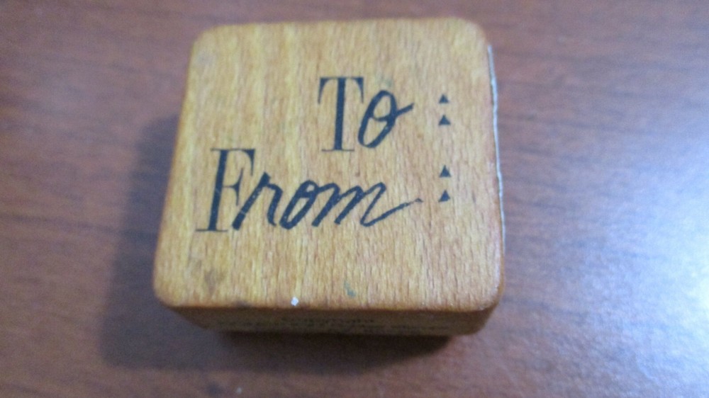 COMOTION Rubber Stamp on Wood~TO:   FROM: